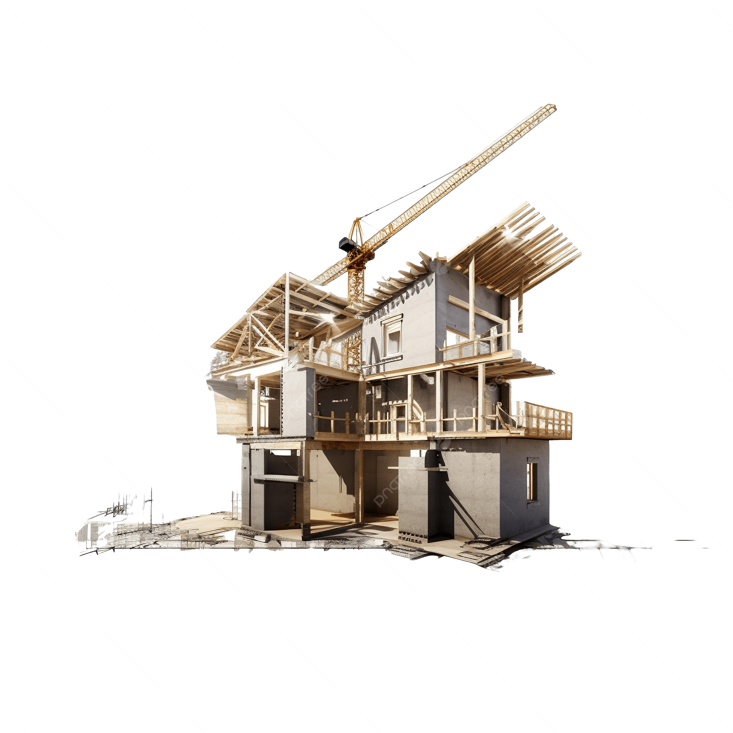 pngtree under construction house isolated on background with generative ai png image 14562941